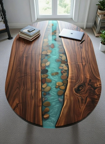 Luxury blue epoxy resin oval - luxury,