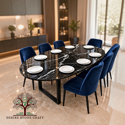 Oval black marble dining - oval,