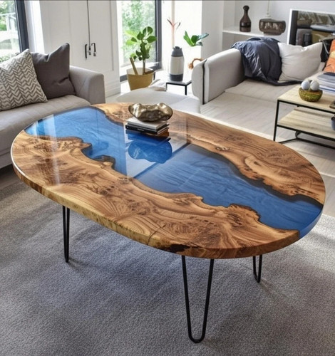 Blue epoxy resin oval - blue,