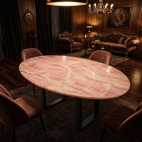 Pink onyx oval coffee - pink, table