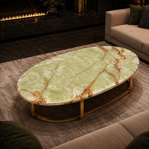Luxury green onyx - oval, coffee