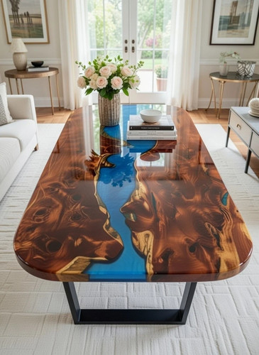 Modern blue resin oval - resin,