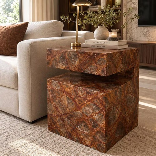 Brown rainforest marble plinth - brown,