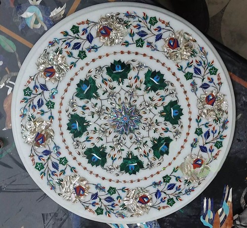 Round white marble - white, coffee